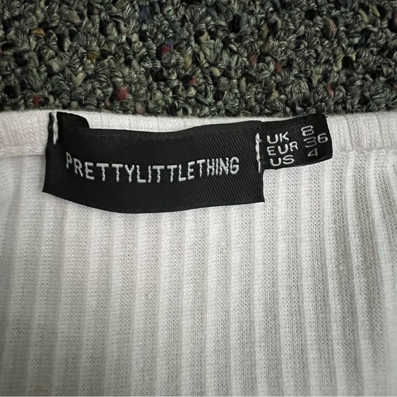 PREETYLITTLETHING White Underline Boning Style Corset Tank Top Casual Shirt Sz 4 - Picture 15 of 15